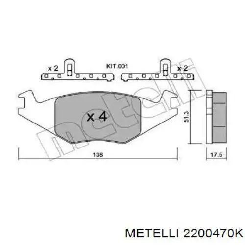 Передние тормозные колодки 2200470K Metelli