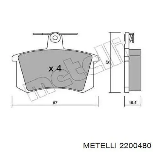 Колодки тормозные задние дисковые METELLI 2200480