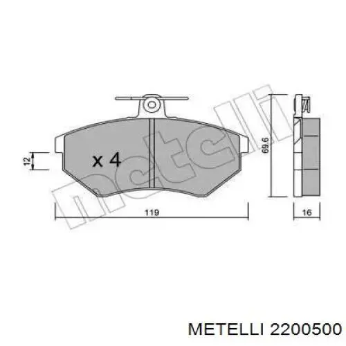 Передние тормозные колодки 2200500 Metelli