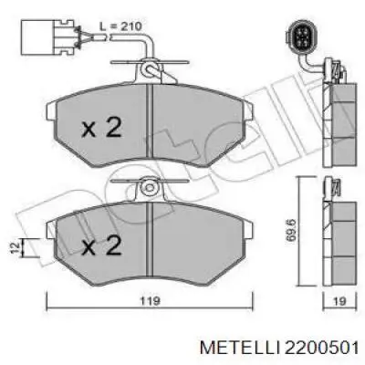 Передние тормозные колодки 2200501 Metelli