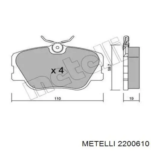 Передние тормозные колодки 2200610 Metelli