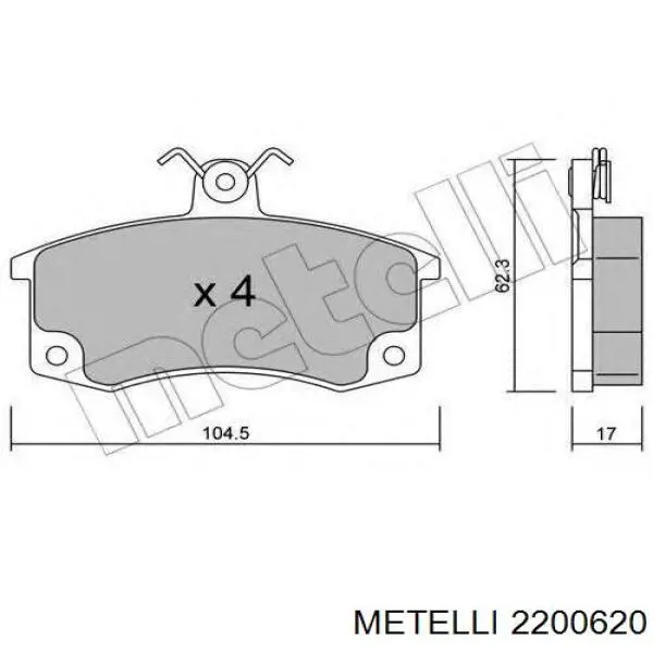 Колодки гальмівні дискові комплект 2200620 Metelli