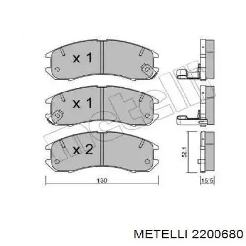 Передние тормозные колодки 2200680 Metelli