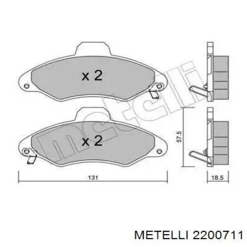 Передние тормозные колодки 2200711 Metelli