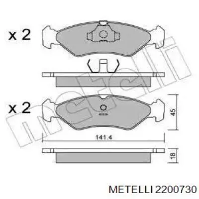 Передние тормозные колодки 2200730 Metelli