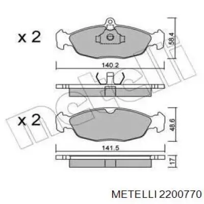 Передние тормозные колодки 2200770 Metelli