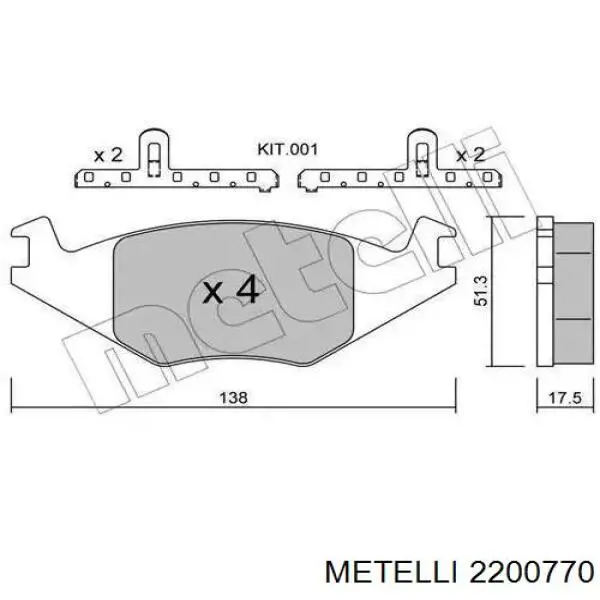 Купить 2200770 Metelli Колодки тормозные