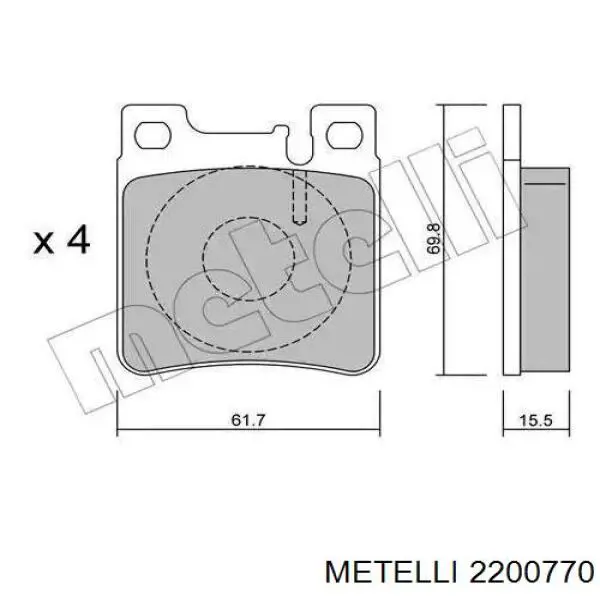 Передние тормозные колодки 2200770 Metelli