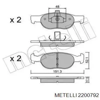 Передние тормозные колодки 2200792 Metelli