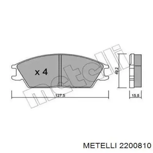 Передние тормозные колодки 2200810 Metelli