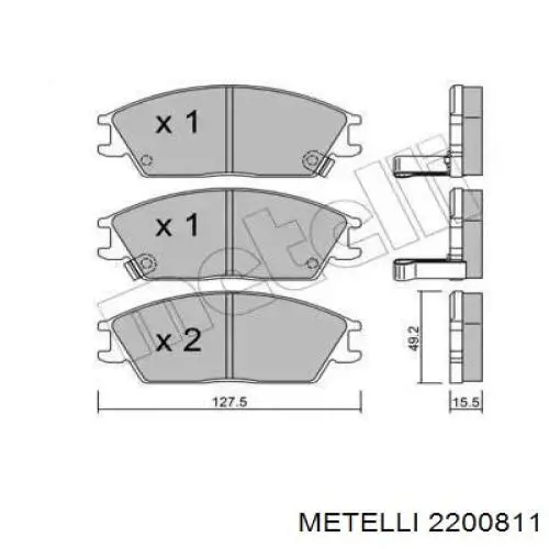 Передние тормозные колодки 2200811 Metelli