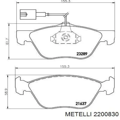 2200830 Metelli Колодки передние