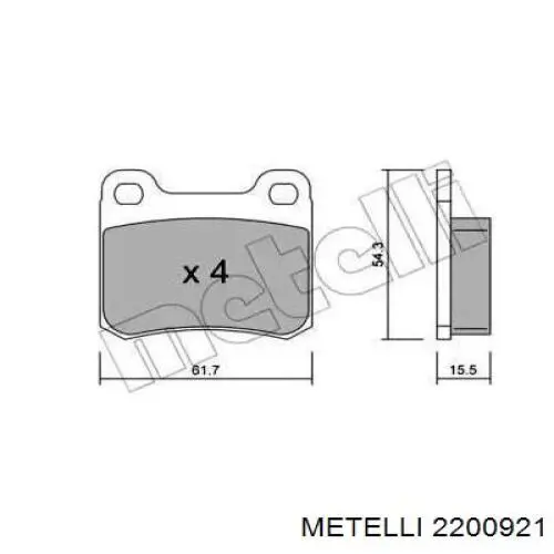 Задние тормозные колодки 2200921 Metelli