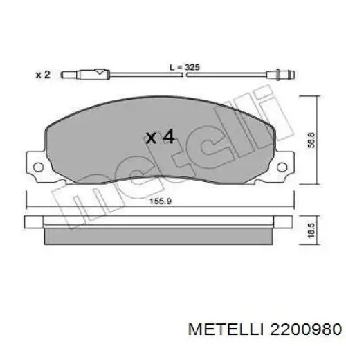 Передние тормозные колодки 2200980 Metelli