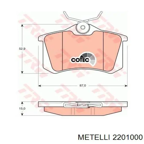 Задние тормозные колодки 2201000 Metelli