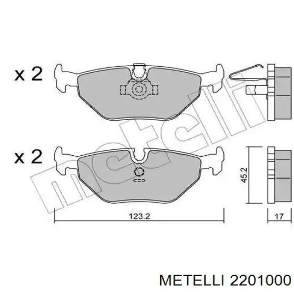 Купить 2201000 Metelli Колодки тормозные задние, дисковые