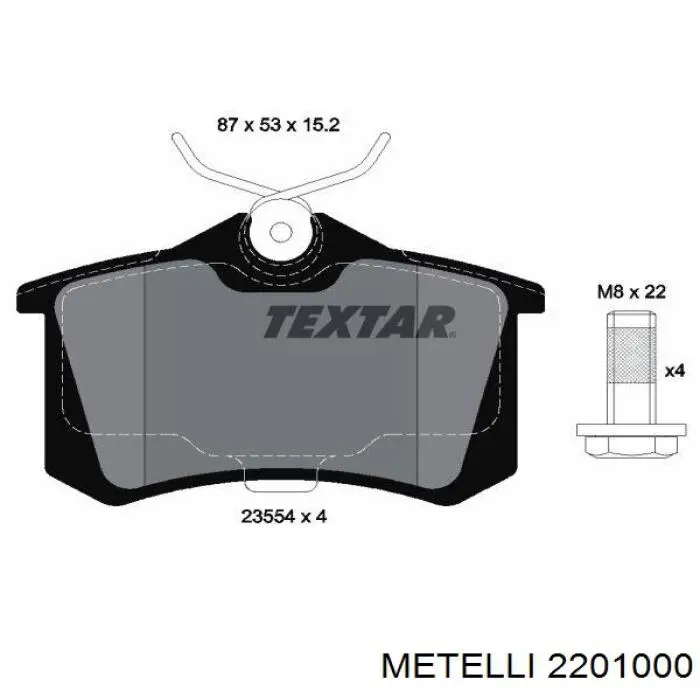 Колодки дисковые  Metelli 2201000 цена, от 13.64 USD