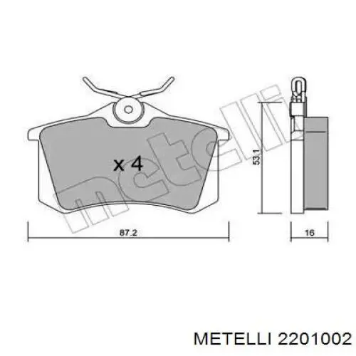 Колодки дисковые  Metelli 2201002 цена, от 16.38 USD