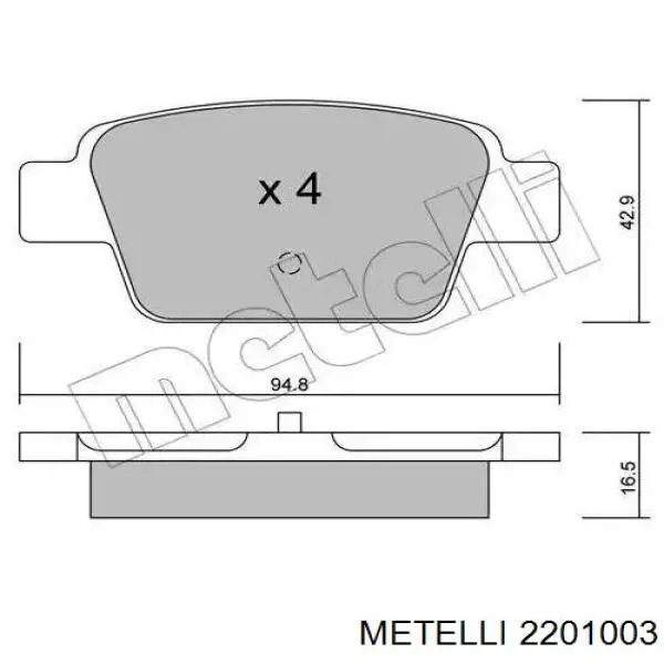 Колодки дисковые  Metelli 2201003 цена, от 17.44 USD