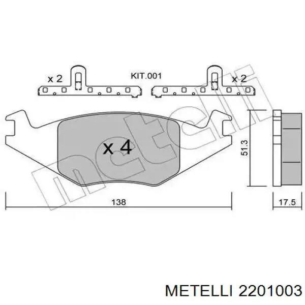 Купить 2201003 Metelli Колодки тормозные задние, дисковые