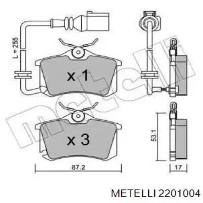 Задние тормозные колодки 2201004 Metelli