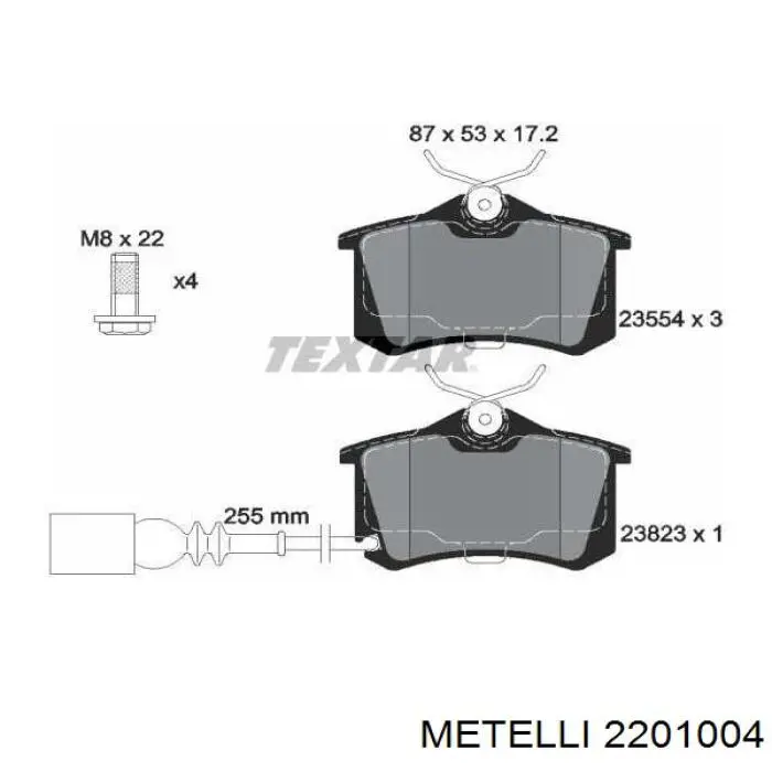 Колодки дисковые  Metelli 2201004 цена, от 20.22 USD