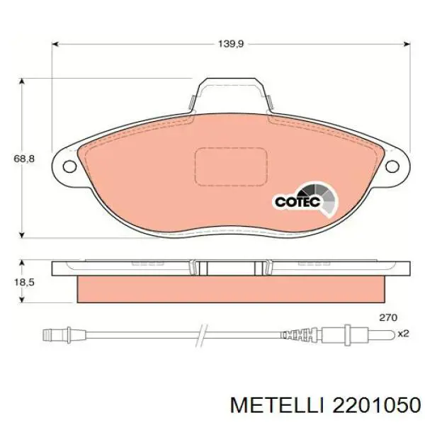 Колодки Metelli 2201050 цена, от 21.20 USD