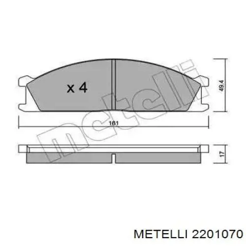 Передние тормозные колодки 2201070 Metelli