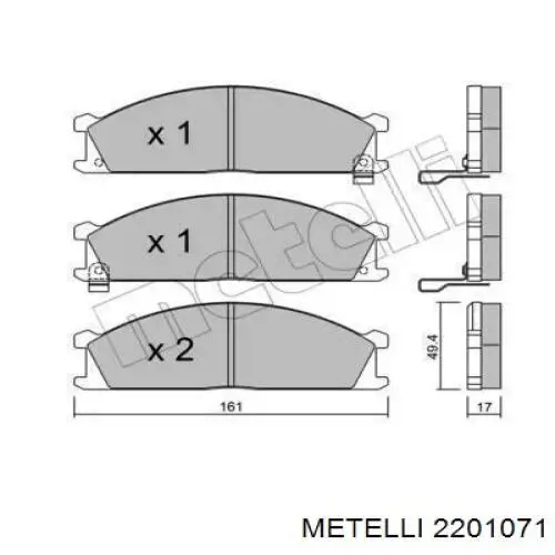 Передние тормозные колодки 2201071 Metelli