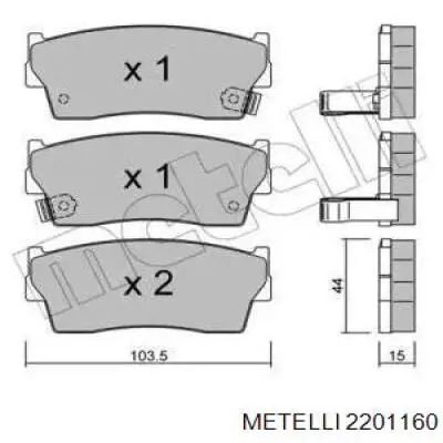 Передние тормозные колодки 2201160 Metelli