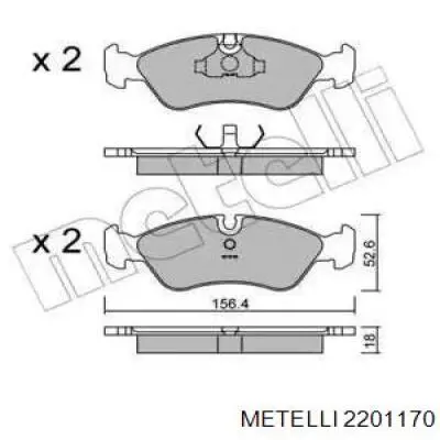 Передние тормозные колодки 2201170 Metelli