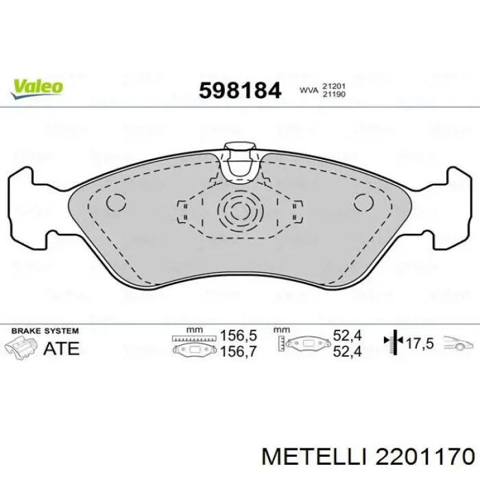 Колодки Metelli 2201170 цена, от 14.08 USD