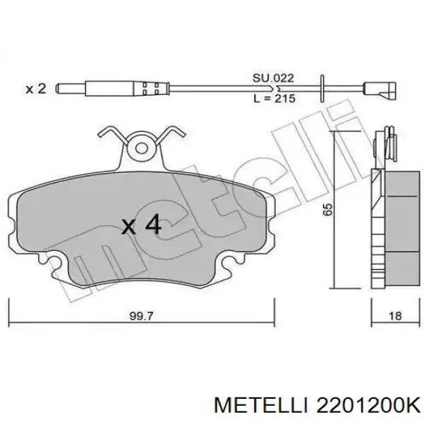 22-0120-0K Metelli колодки тормозные передние дисковые