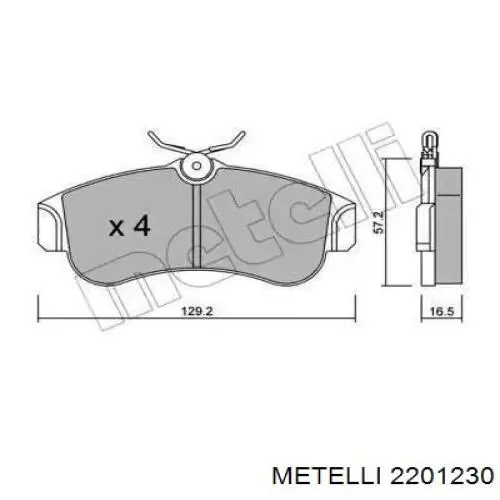 Передние тормозные колодки 2201230 Metelli