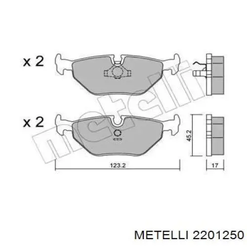 22-0125-0 Metelli колодки тормозные задние дисковые