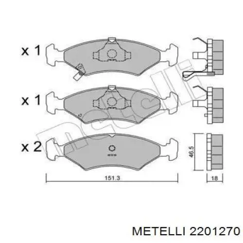 Передние тормозные колодки 2201270 Metelli