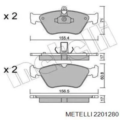 Передние тормозные колодки 2201280 Metelli