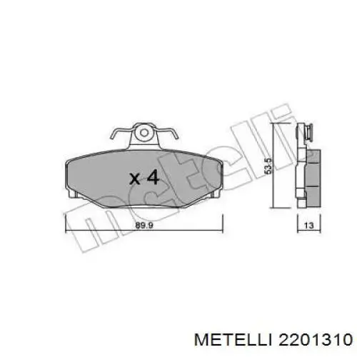 Задние тормозные колодки 2201310 Metelli