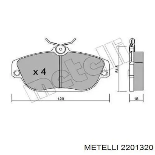 Передние тормозные колодки 2201320 Metelli