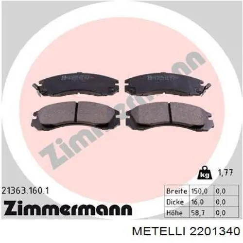 Тормозные колодки Metelli 2201340