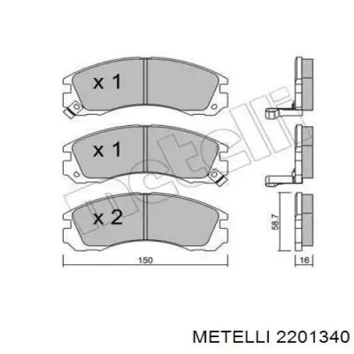 Передние тормозные колодки 2201340 Metelli