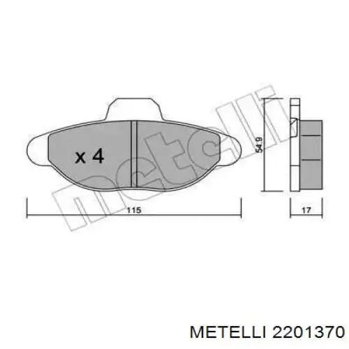 Передние тормозные колодки 2201370 Metelli