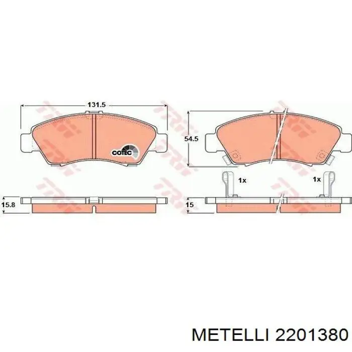 Купить 2201380 Metelli Колодки тормозные