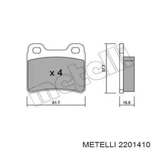 2201410 Metelli Колодки тормозные дисковые комплект