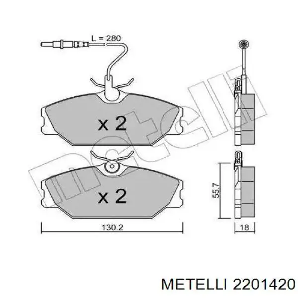 2201420 Metelli Колодки передние