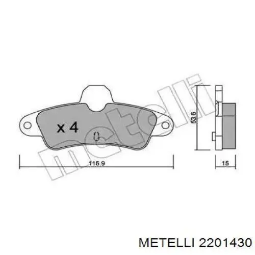 Задние тормозные колодки 2201430 Metelli