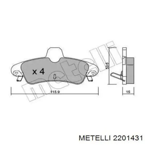 Задние тормозные колодки 2201431 Metelli