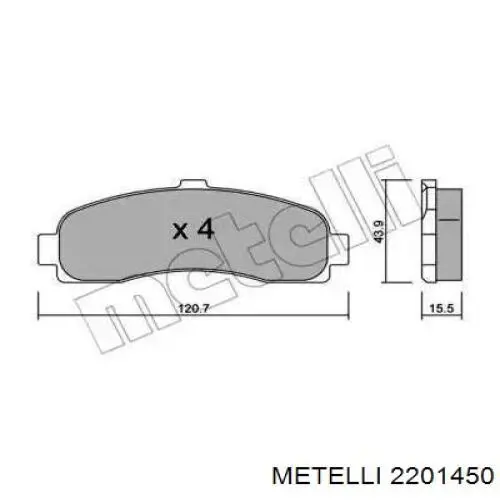 Передние тормозные колодки 2201450 Metelli