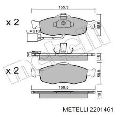 Передние тормозные колодки 2201461 Metelli