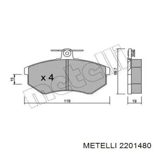 Передние тормозные колодки 2201480 Metelli